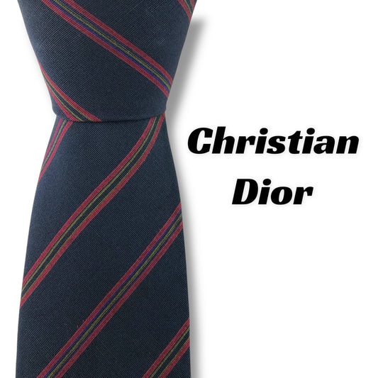 【7200】良品！クリスチャンディオール　ネクタイ　ネイビー系