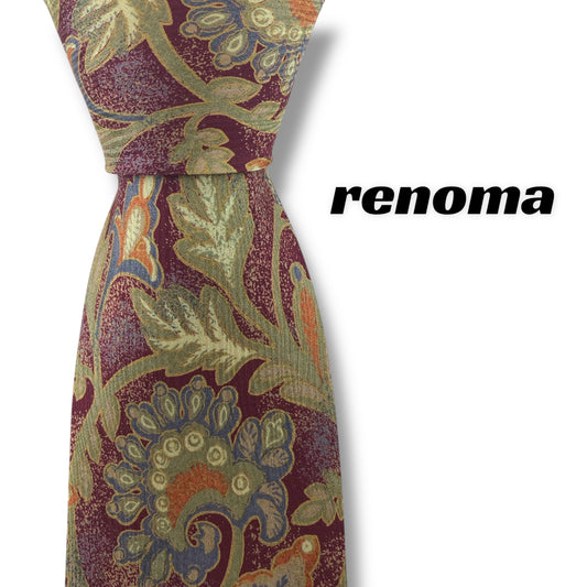【7201】美品ー良品！レノマ　ネクタイ　ワインレッド系