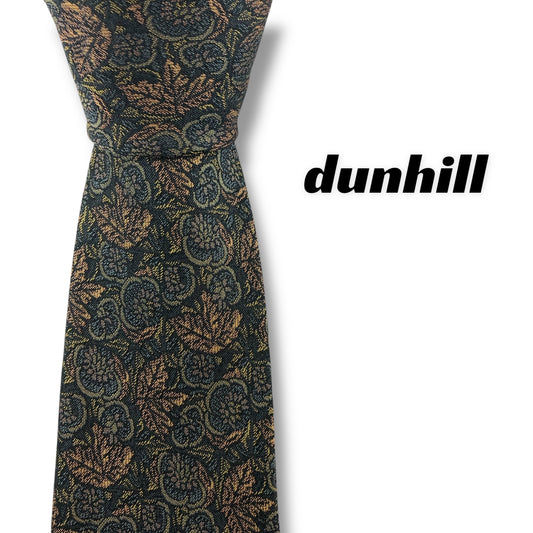 【7220】美品！ダンヒル　ネクタイ　ブルー系　花柄