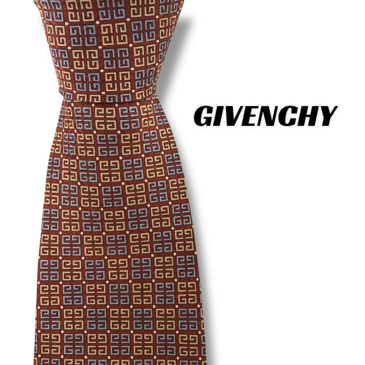 【7221】良品！ジバンシィ　ネクタイ　レッドブラウン系　4G柄