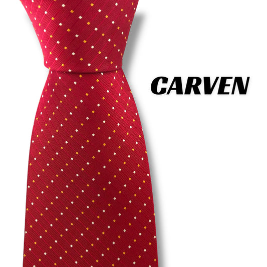 【7225】良品！カルヴェン　ネクタイ　レッド系