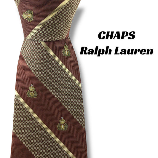 【7227】良品！チャップスラルフローレン　ネクタイ　ブラウン系