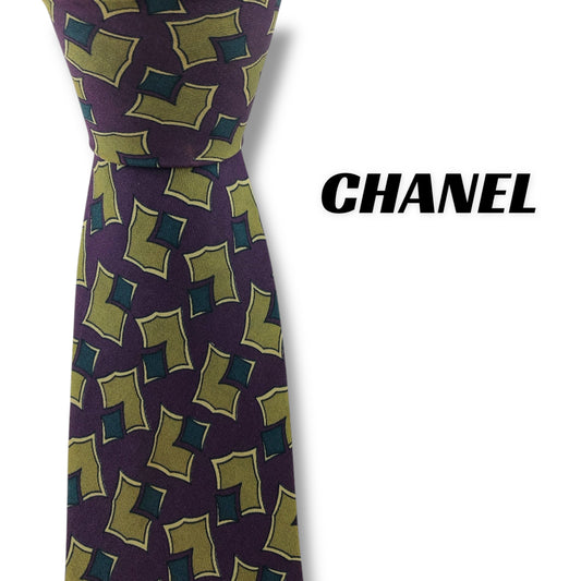 【7229】良品！シャネル　ネクタイ　パープル系
