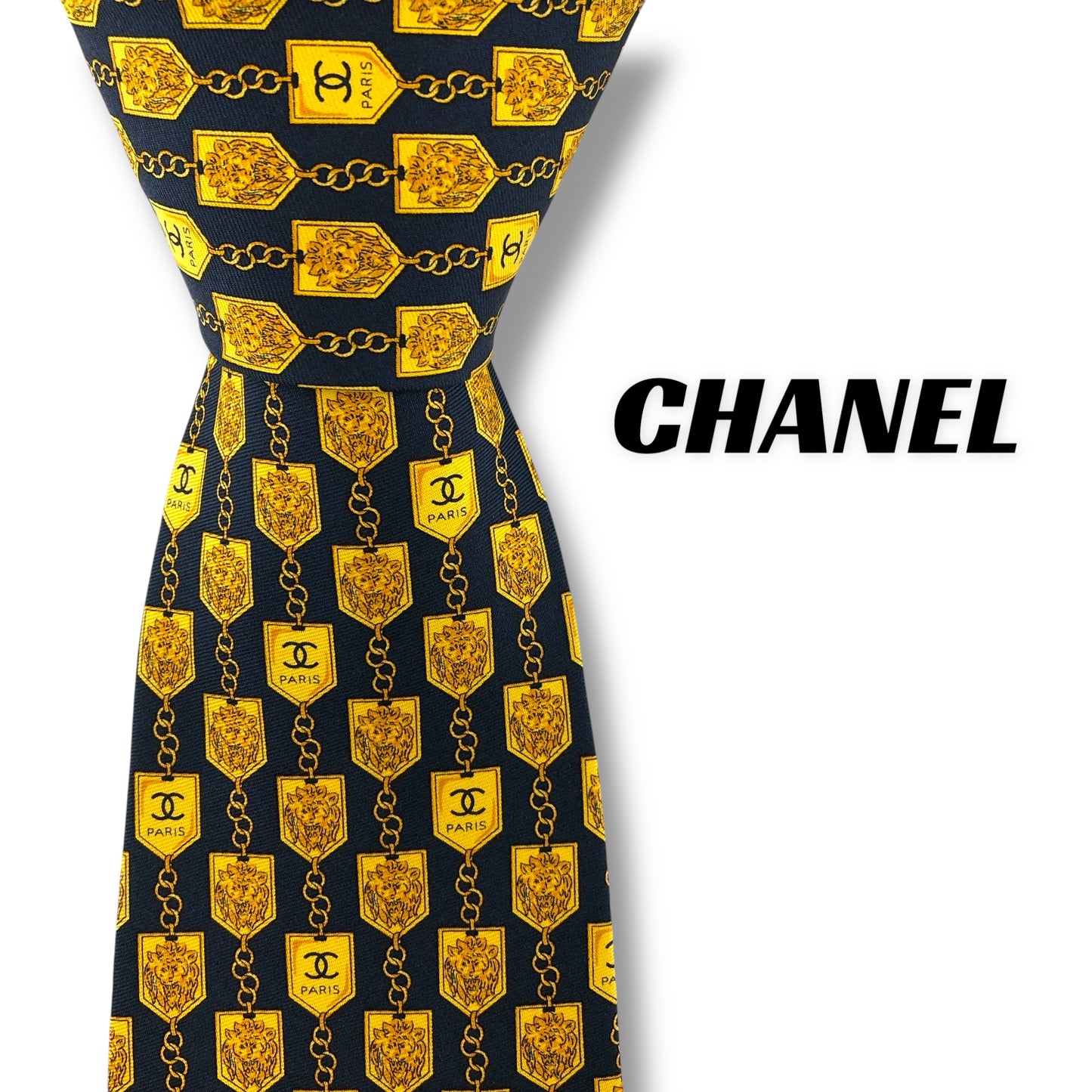 【7232】美品！シャネル　ネクタイ　ネイビー系