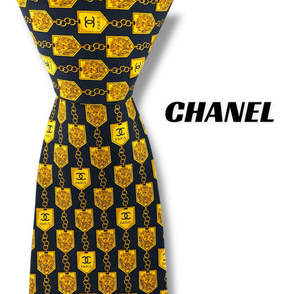【7232】美品！シャネル　ネクタイ　ネイビー系