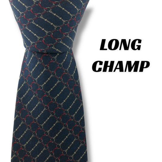 【7237】美品！ロンシャン　ネクタイ　ネイビー系