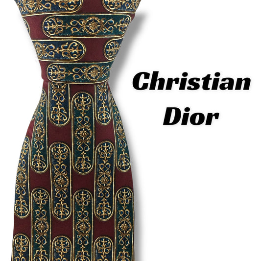 【7238】良品！クリスチャンディオール　ネクタイ　ボルドー系