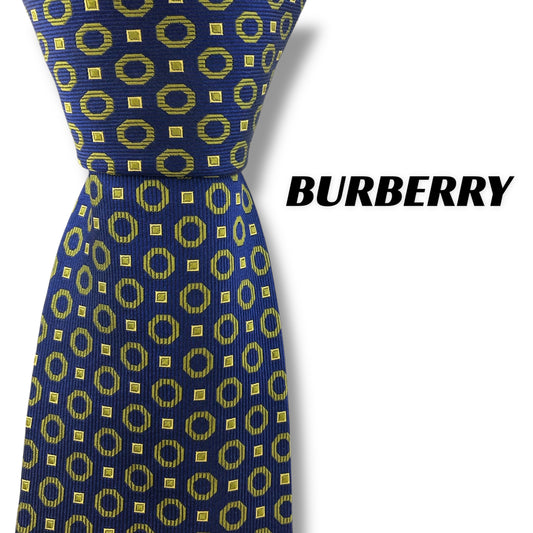 【7239】美品！バーバリー　ネクタイ　ブルー系