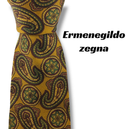 【7251】美品！エルメネジルドゼニア　ネクタイ　ブラウン系