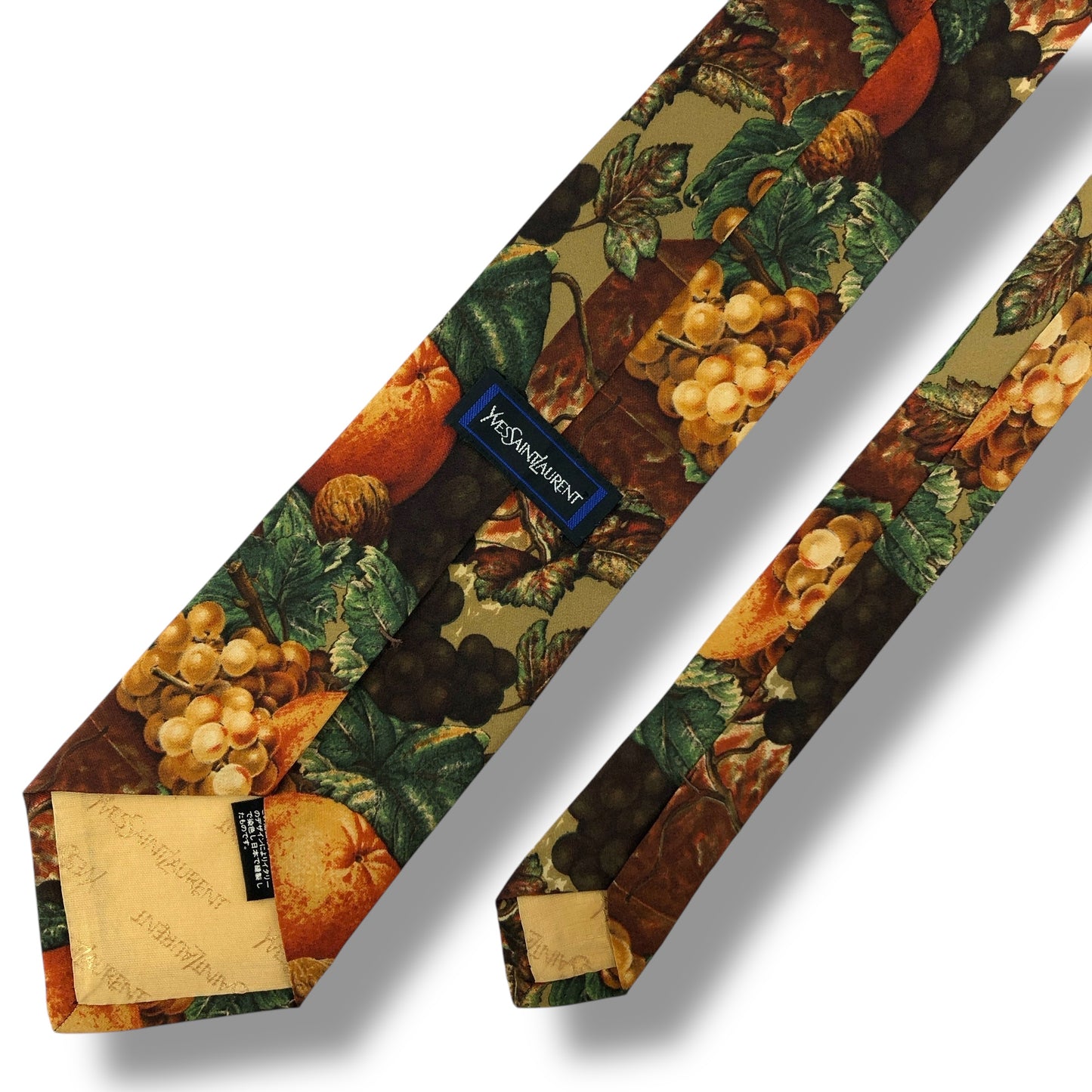 [7254] Beautiful item! Yves Saint Laurent tie, brown, fruit pattern 