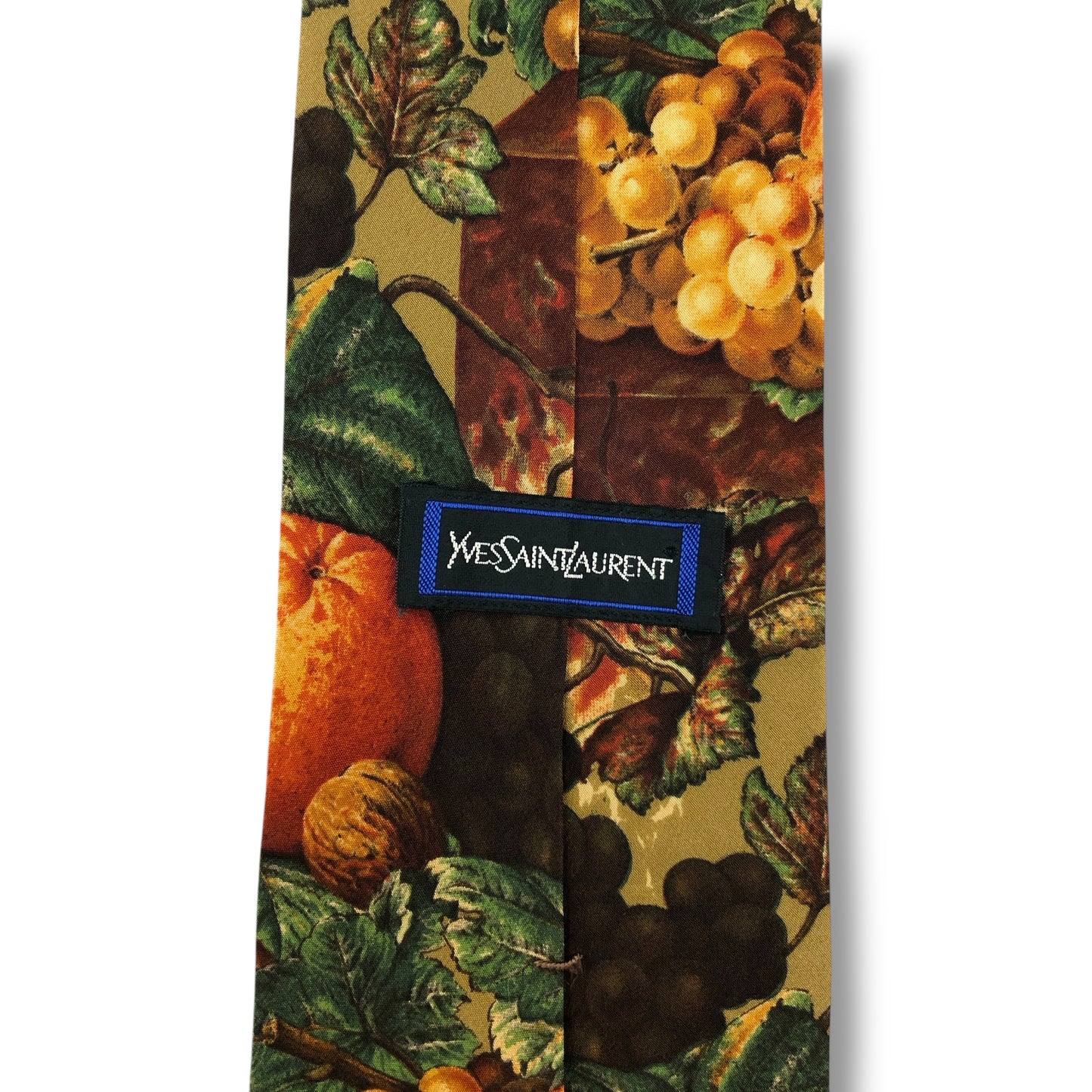[7254] Beautiful item! Yves Saint Laurent tie, brown, fruit pattern 