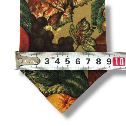 [7254] Beautiful item! Yves Saint Laurent tie, brown, fruit pattern 
