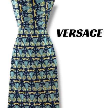 [7264] Good quality! Versace tie, blue 