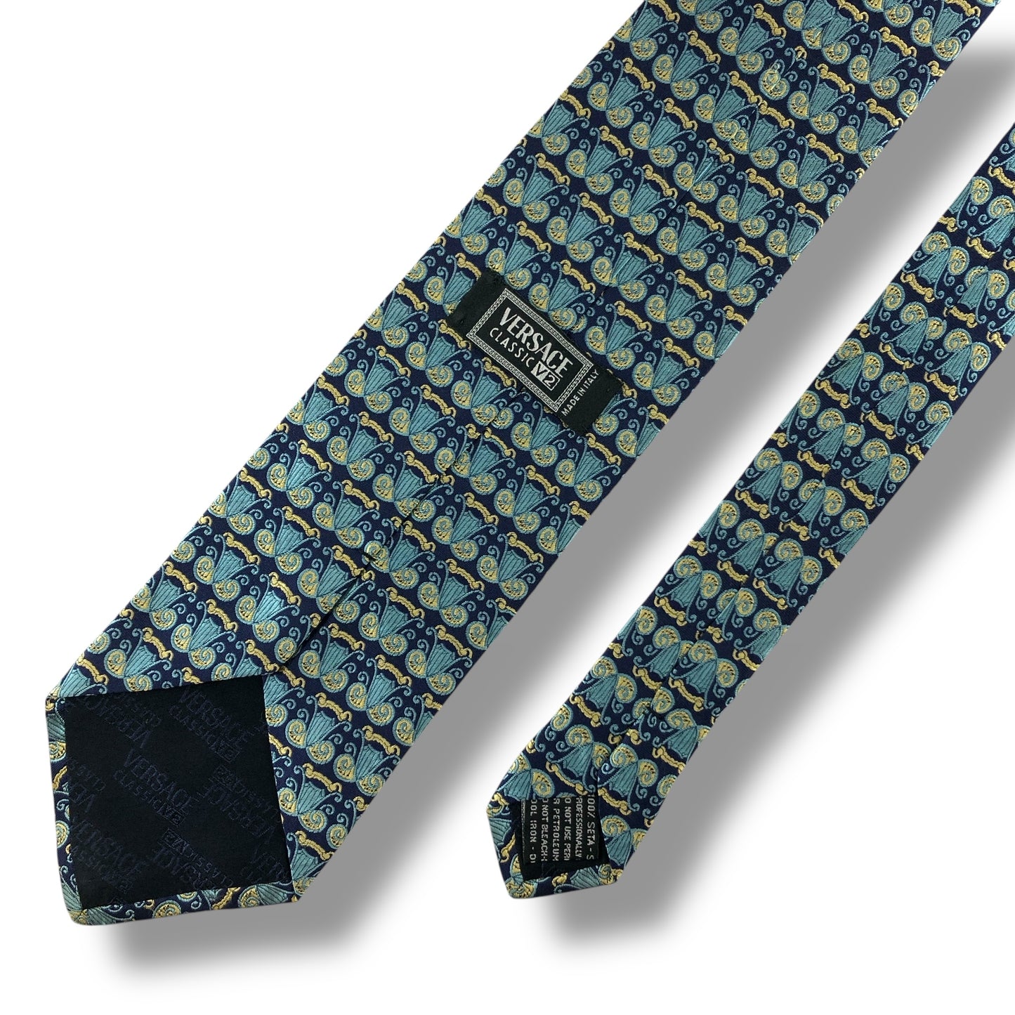 [7264] Good quality! Versace tie, blue 