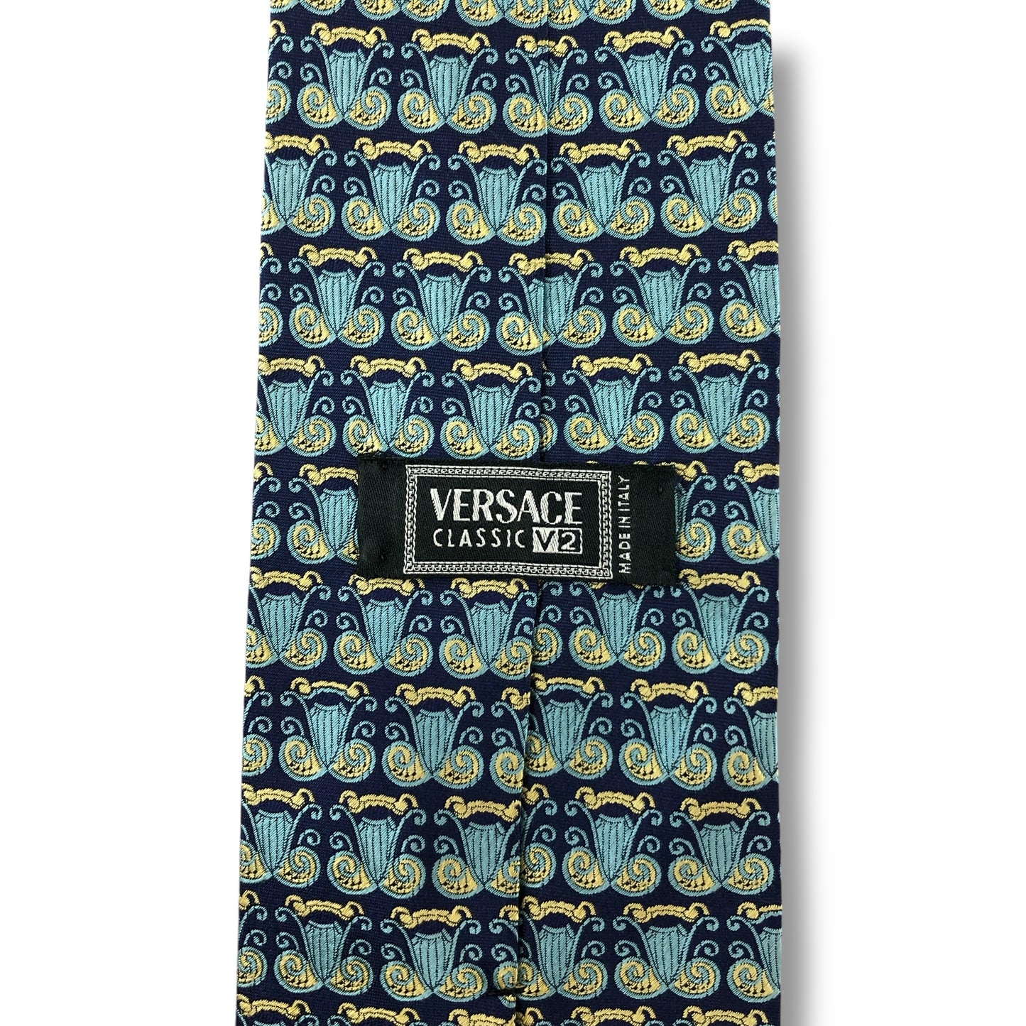 [7264] Good quality! Versace tie, blue 