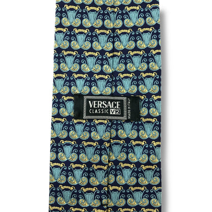 [7264] Good quality! Versace tie, blue 