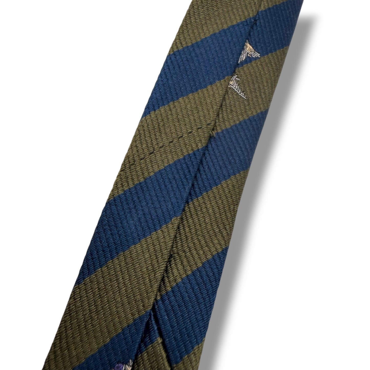 【7615】良品！バーバリー　ネクタイ　緑、青系　ストライプ柄