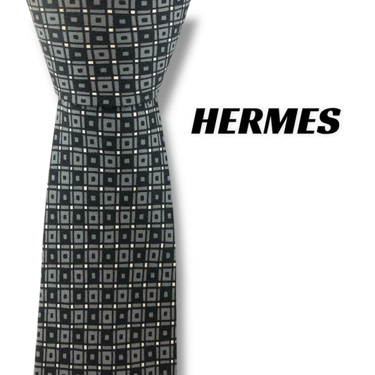 【7273】良品！エルメス　ネクタイ　ブラック系