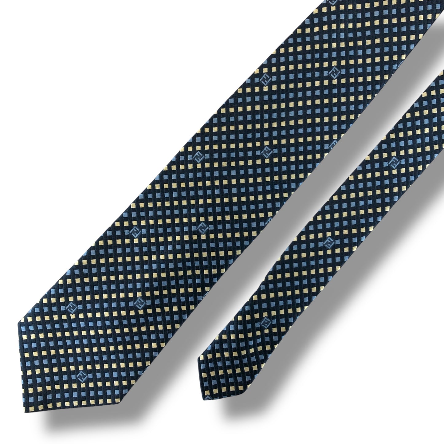 【7282】美品！フェンディ　ネクタイ　ブルー系　ズッカ柄