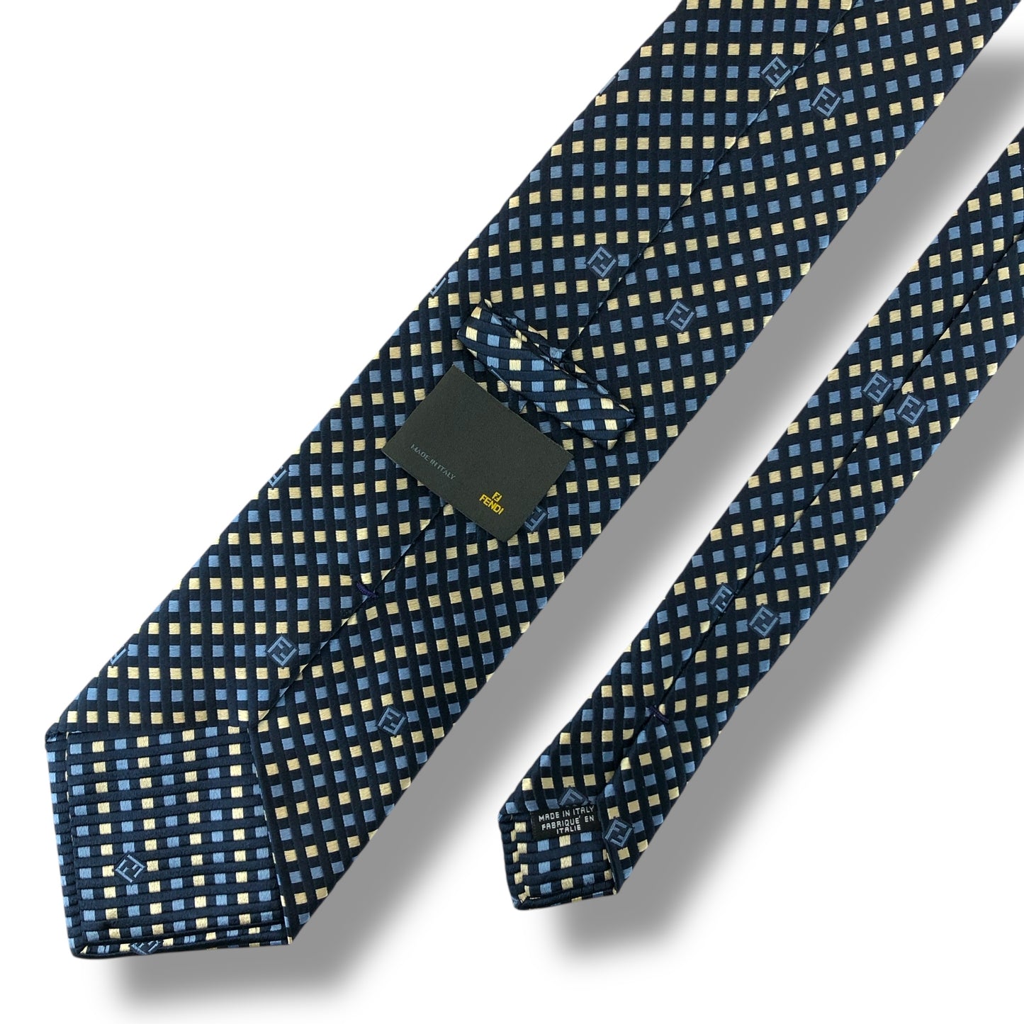 【7282】美品！フェンディ　ネクタイ　ブルー系　ズッカ柄
