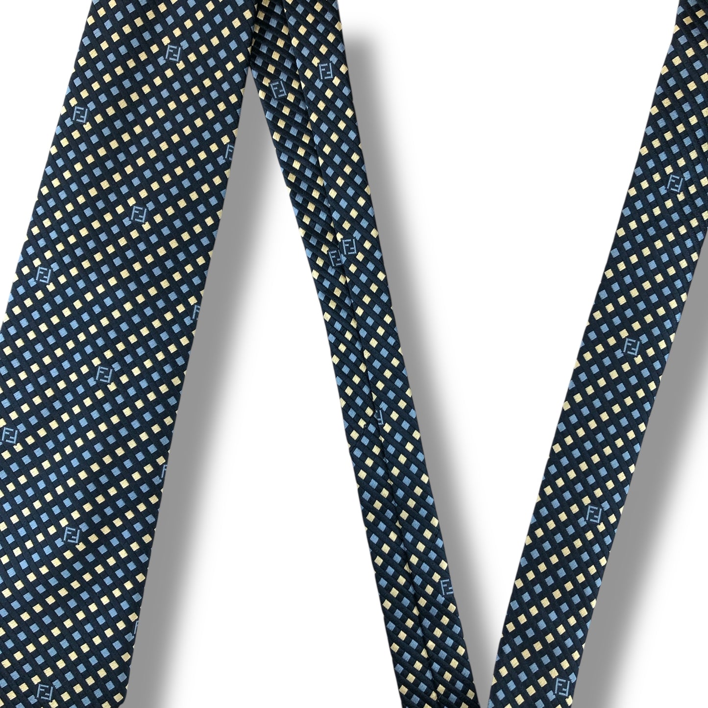 【7282】美品！フェンディ　ネクタイ　ブルー系　ズッカ柄
