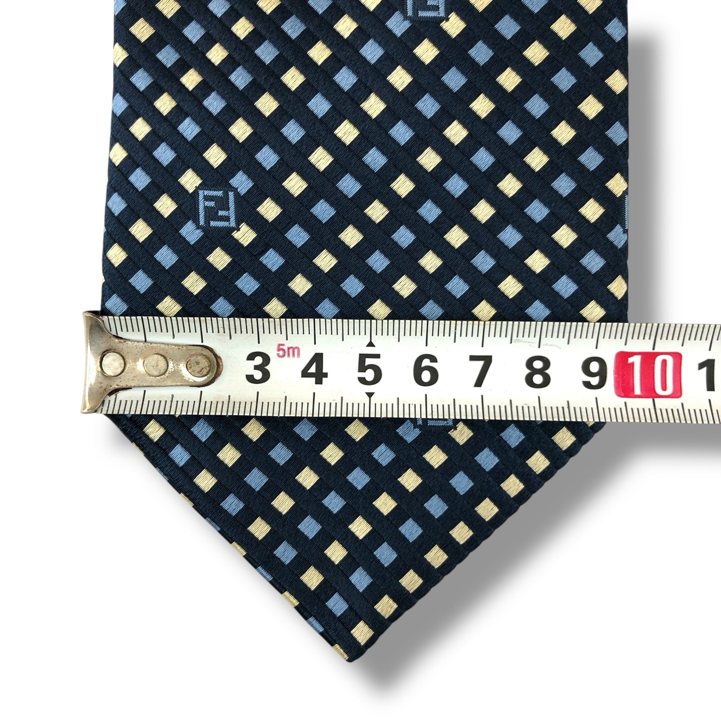 【7282】美品！フェンディ　ネクタイ　ブルー系　ズッカ柄