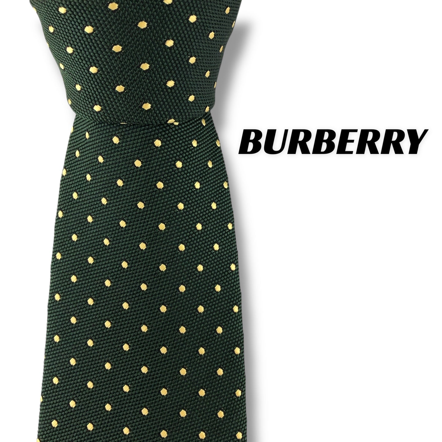 【7295】美品！バーバリーブラックレーベル　ネクタイ　グリーン系　ドット柄