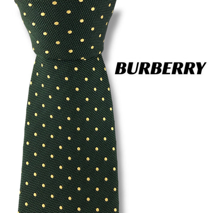 【7295】美品！バーバリーブラックレーベル　ネクタイ　グリーン系　ドット柄