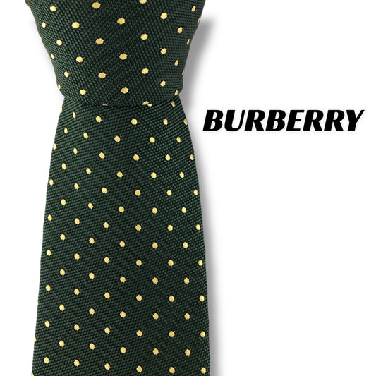 【7295】美品！バーバリーブラックレーベル　ネクタイ　グリーン系　ドット柄