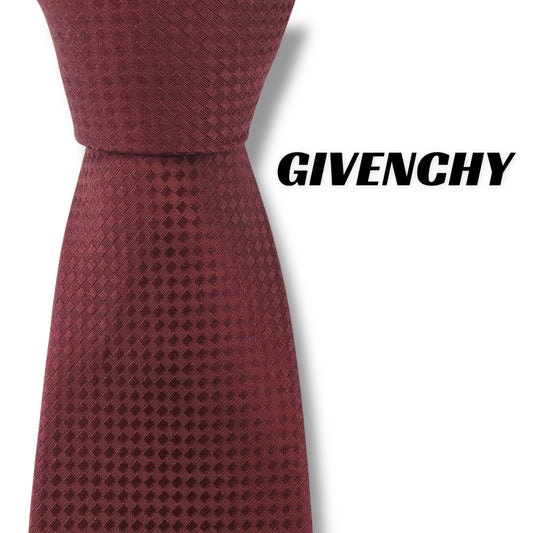 【7296】美品！ジバンシー　ネクタイ　レッド系　4Gロゴ
