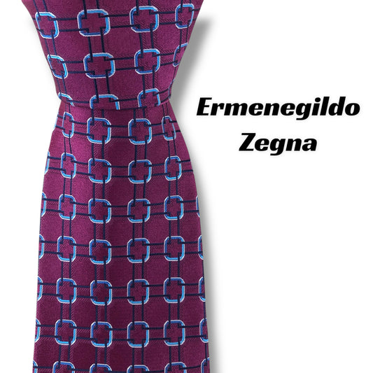 【7298】美品！エルメジルドゼニア　パープル系　ネクタイ