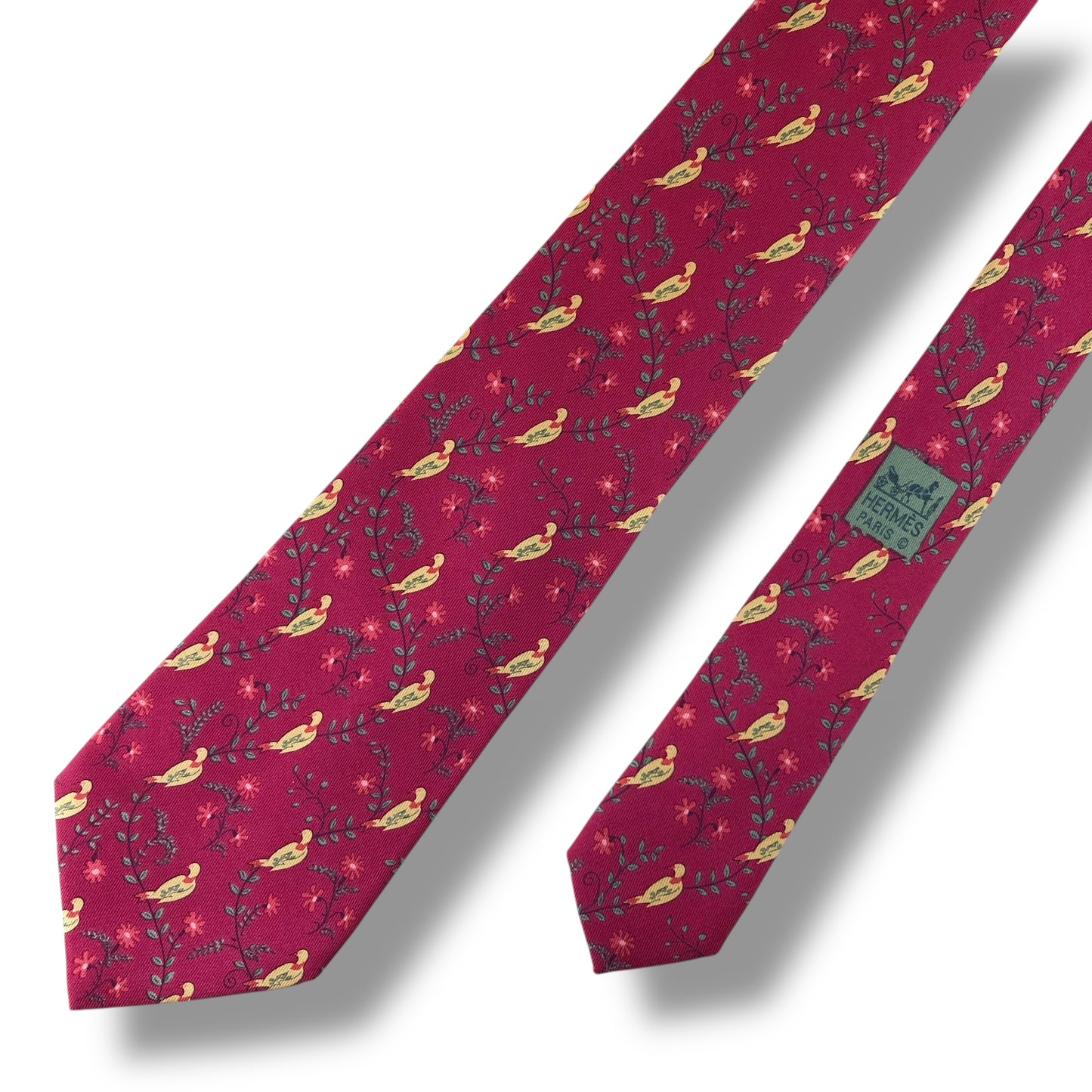 【7307】美品！エルメス　ネクタイ　レッド系