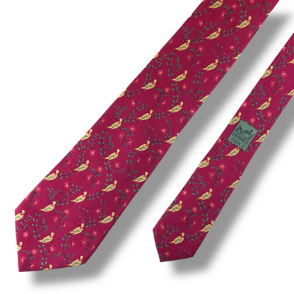 【7307】美品！エルメス　ネクタイ　レッド系