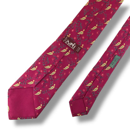 【7307】美品！エルメス　ネクタイ　レッド系