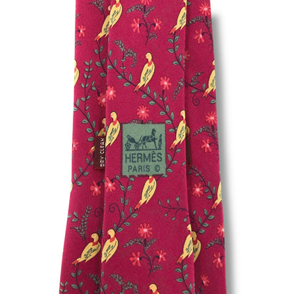 【7307】美品！エルメス　ネクタイ　レッド系