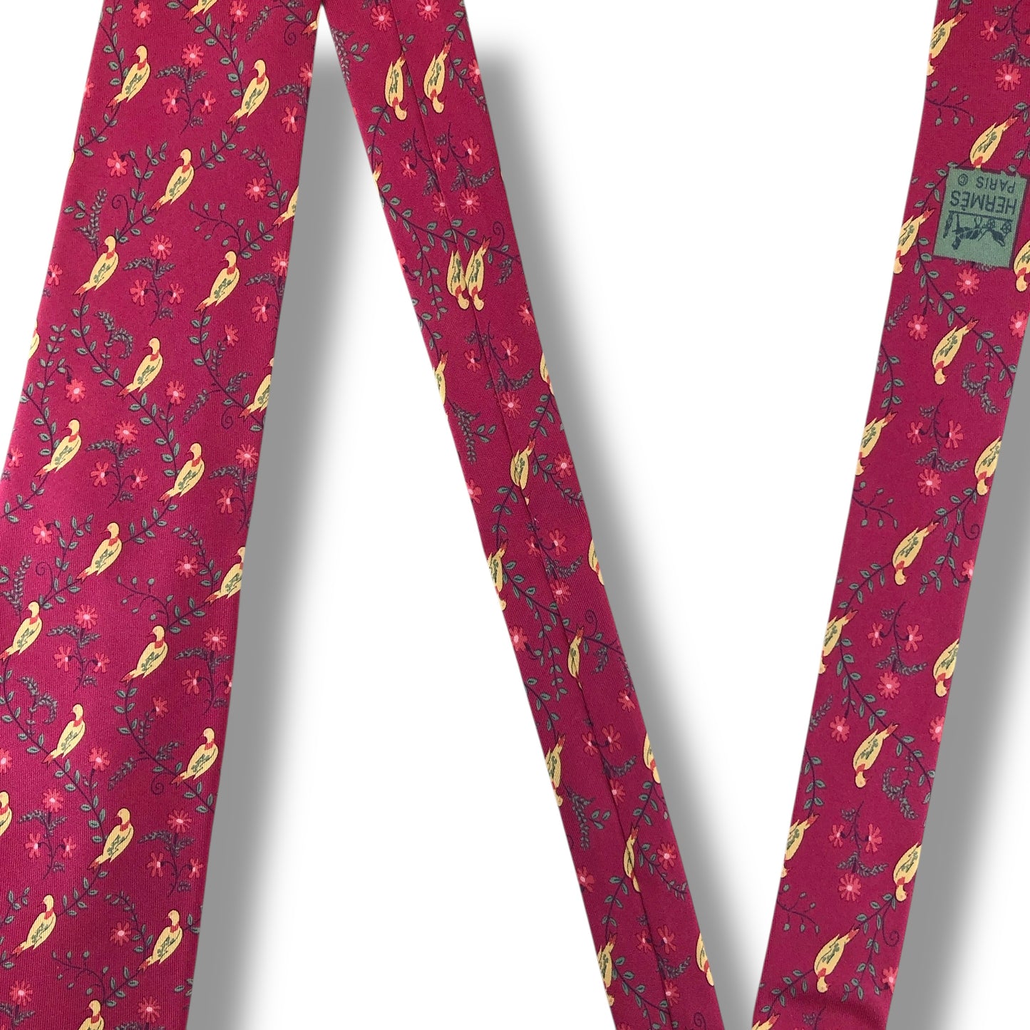 【7307】美品！エルメス　ネクタイ　レッド系