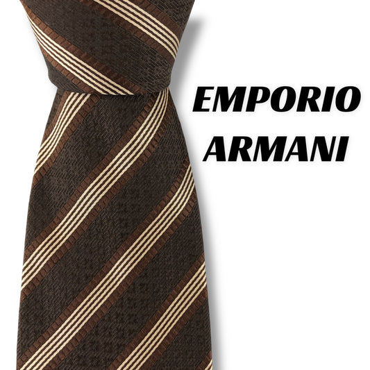 【7317】美品！エンポリオアルマーニ　ネクタイ　ブラウン系