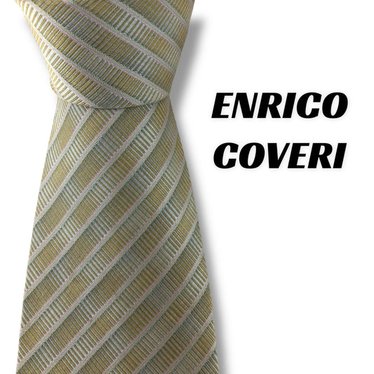 【7319】美品！エンリココベリ　ネクタイ　ゴールド系　シルバー系