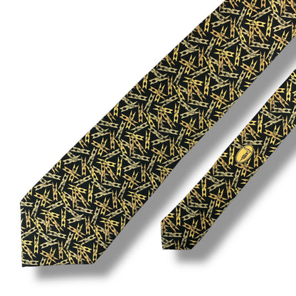 【7328】良品！トラサルディ　ネクタイ　ブラック系　クリップ柄