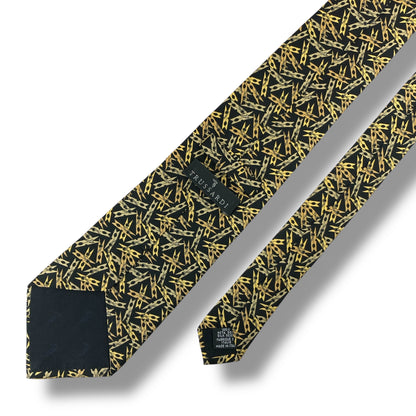 【7328】良品！トラサルディ　ネクタイ　ブラック系　クリップ柄