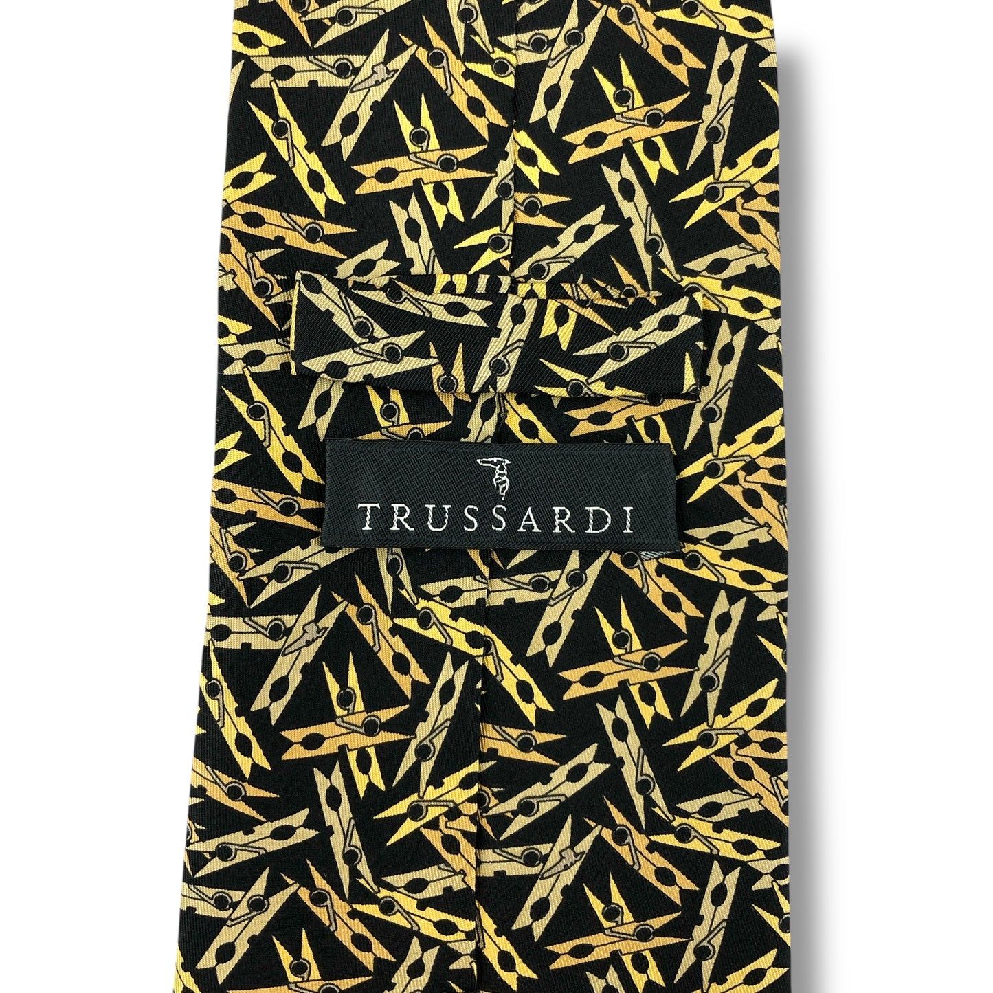 【7328】良品！トラサルディ　ネクタイ　ブラック系　クリップ柄