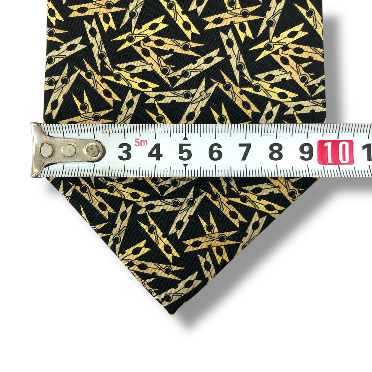 【7328】良品！トラサルディ　ネクタイ　ブラック系　クリップ柄