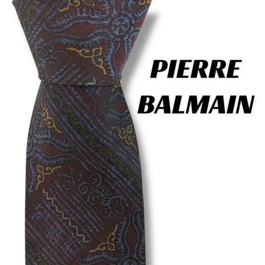 【7330】良品！ピエールバルマン　ネクタイ　ボルドー系