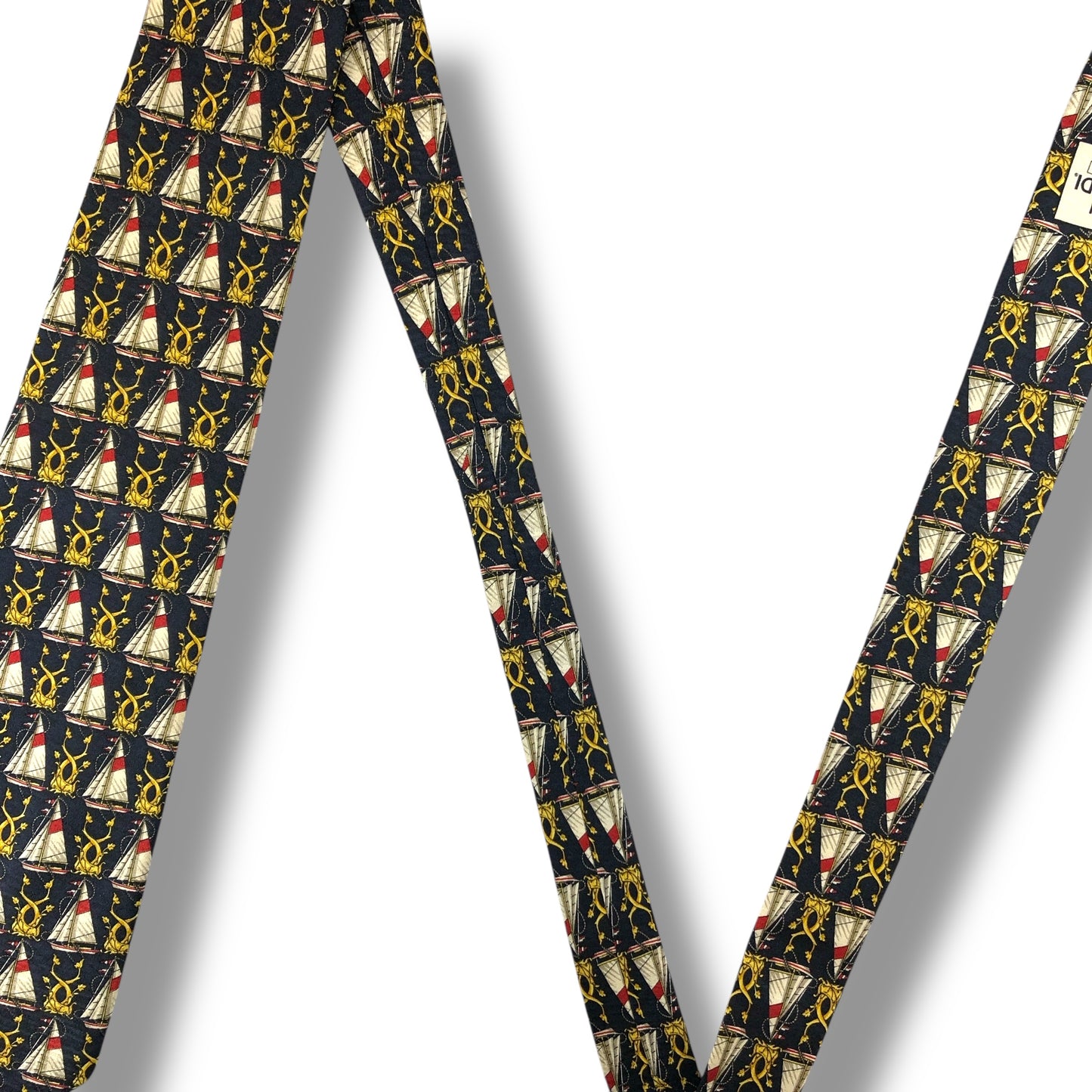 【7332】良品！フェンディ　ネクタイ　ダークネイビー系　ヨット柄