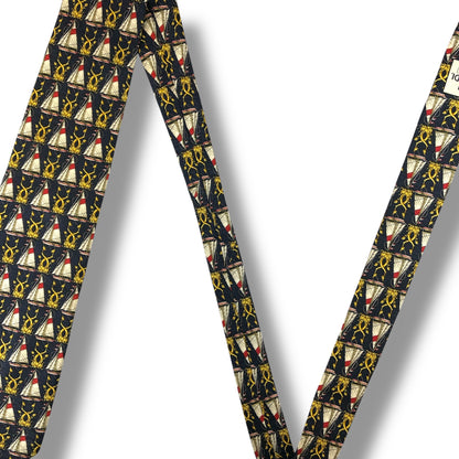 【7332】良品！フェンディ　ネクタイ　ダークネイビー系　ヨット柄