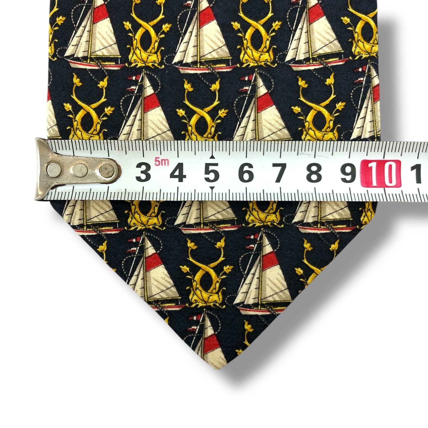 【7332】良品！フェンディ　ネクタイ　ダークネイビー系　ヨット柄