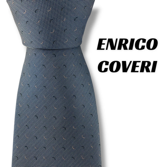 【7334】美品！エンリココベリ　ネクタイ　水色系