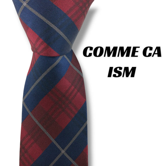 【7338】美品！コムサイズム　ネクタイ　ネイビー系