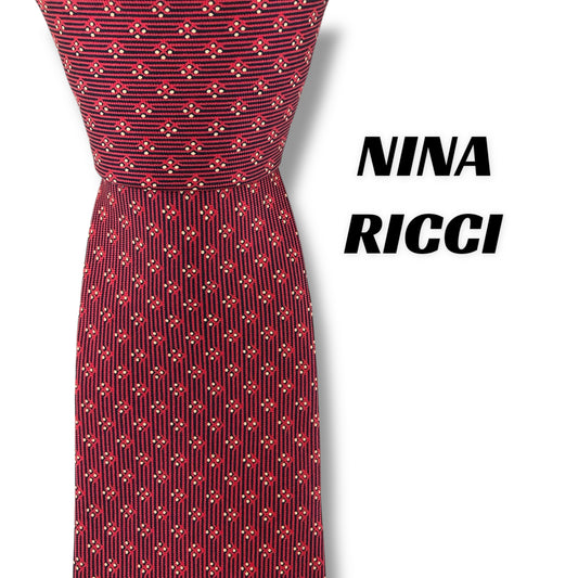 【7355】美品！ニナリッチ　ネクタイ　レッド系