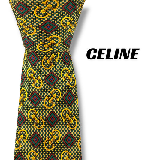 【7356】美品！セリーヌ　ネクタイ　グリーン系